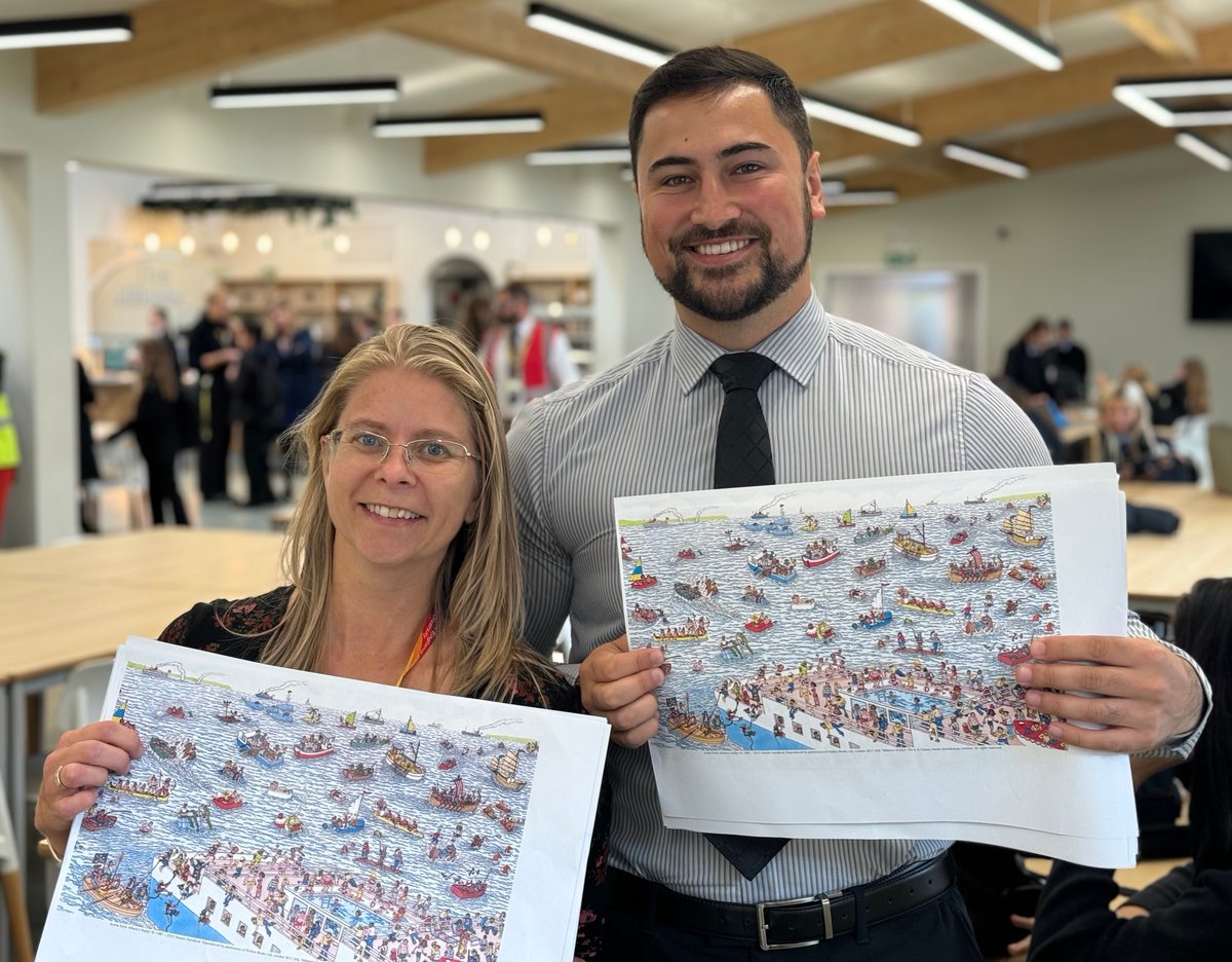 BishopPerowneCE's tweet image. Last week our Year 7’s were invited to compete at break times to earn points for their house in our Year 7 Activities Week. A superb time was had by all. Here is Mr C and Mrs G in action, getting everyone ready for the “Where’s Wally” rally 💙 #extracurricular #schoolactivities