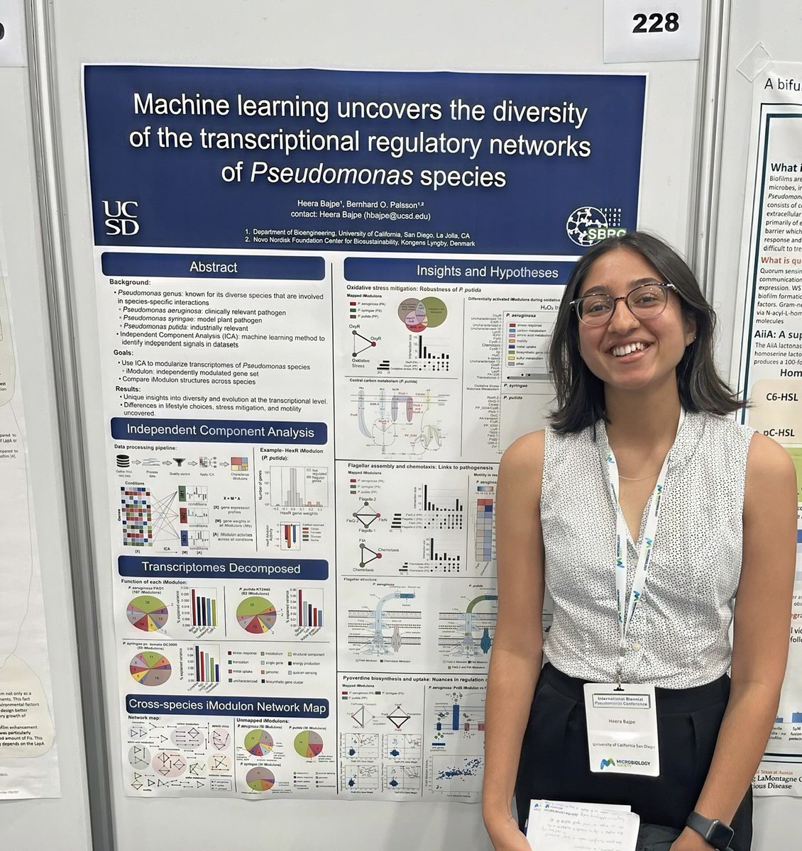 Congratulations to Heera Bajpe on winning the Microbial Genomics poster prize for their poster on comparing iModulons across Pseudomonas species at the International Biennial Pseudomonas Conference!
