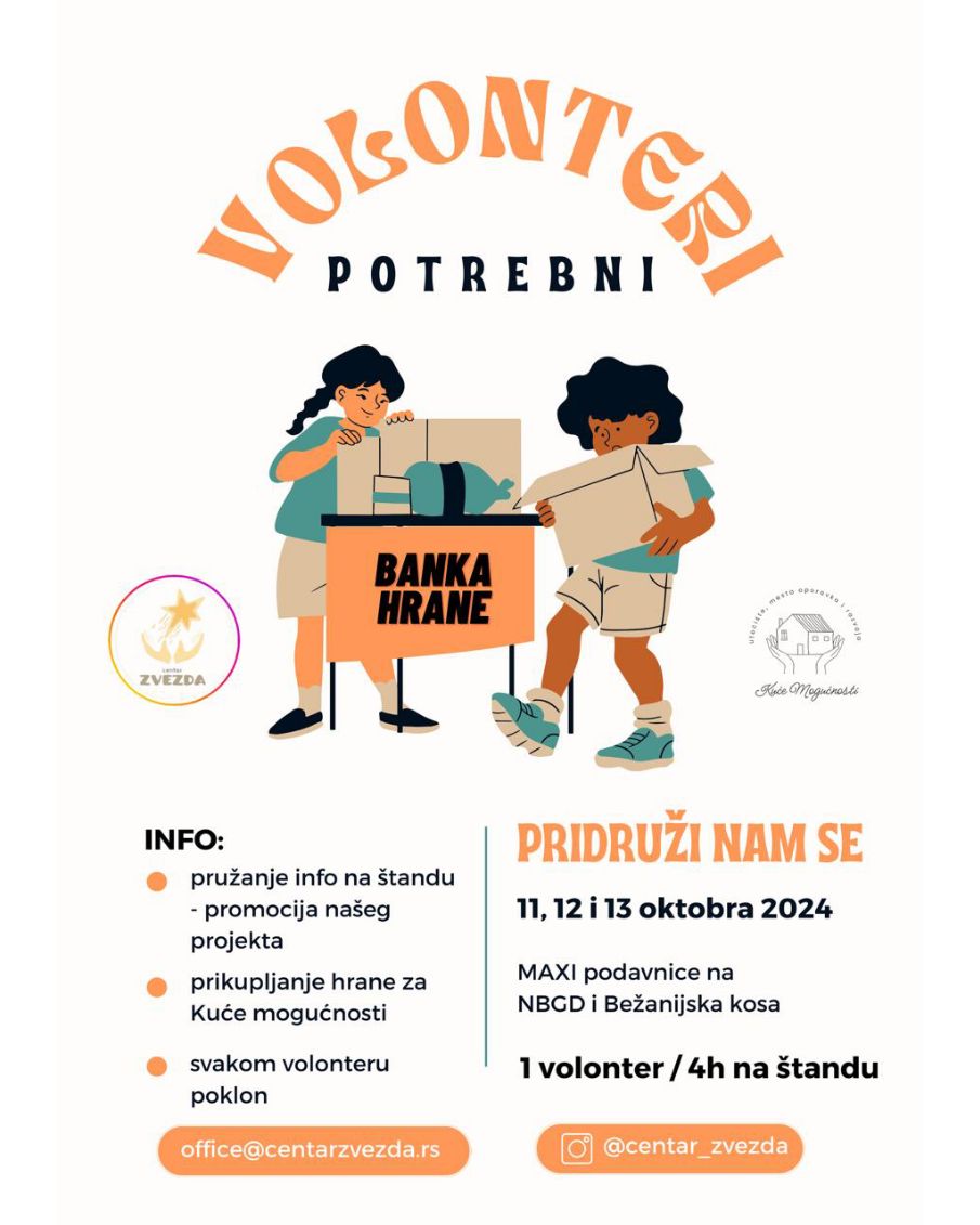 🌟Blizi nam se akcija prikupljanja namirnica u okviru godišnje akcije koju organizuje Banka Hrane
📣Ove godine potrebna nam je i Vaša pomoć u realizaciji akcije u Beogradu.Ukoliko možete da izdvojite par sati vašeg vremena i time pružite veliki doprinos ovoj akciji, pišite nam💌
