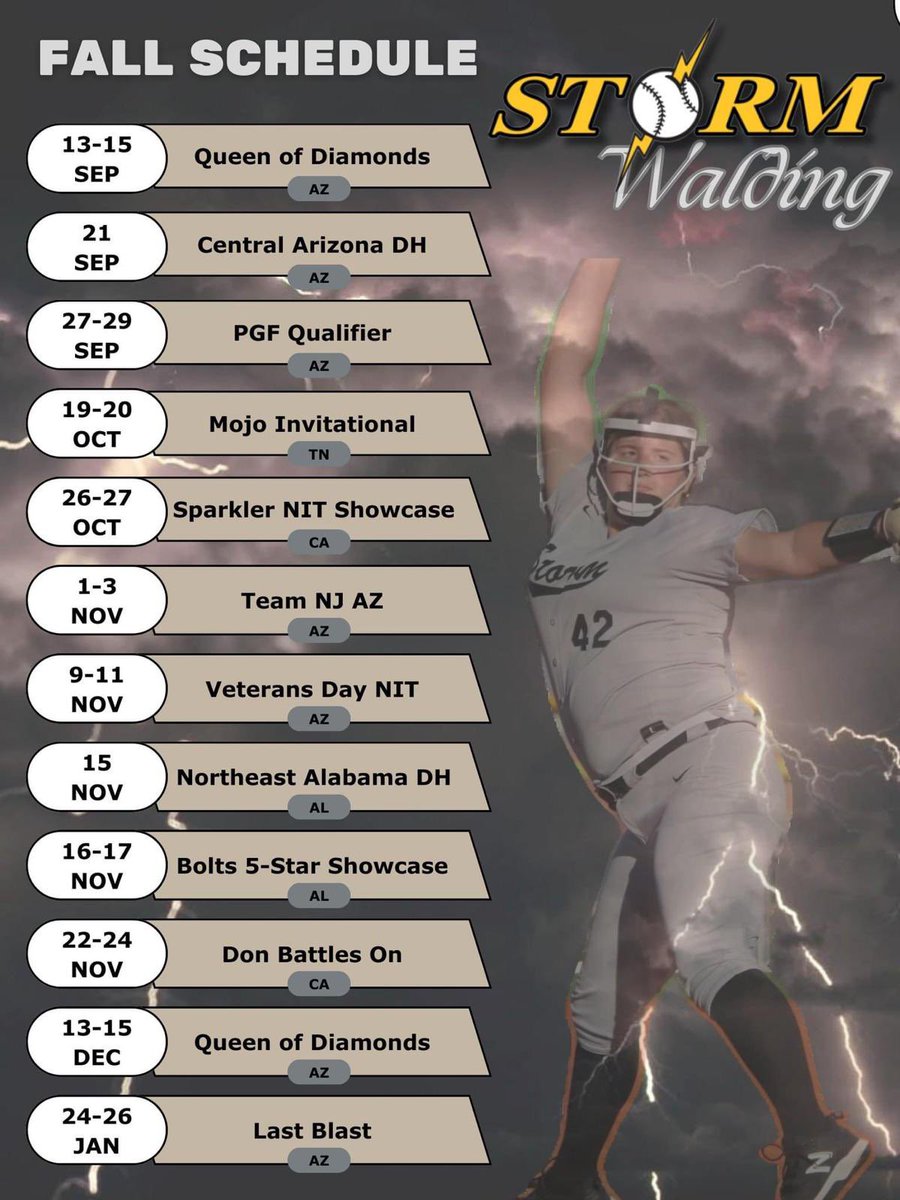 AZ Storm Walding fall schedule!