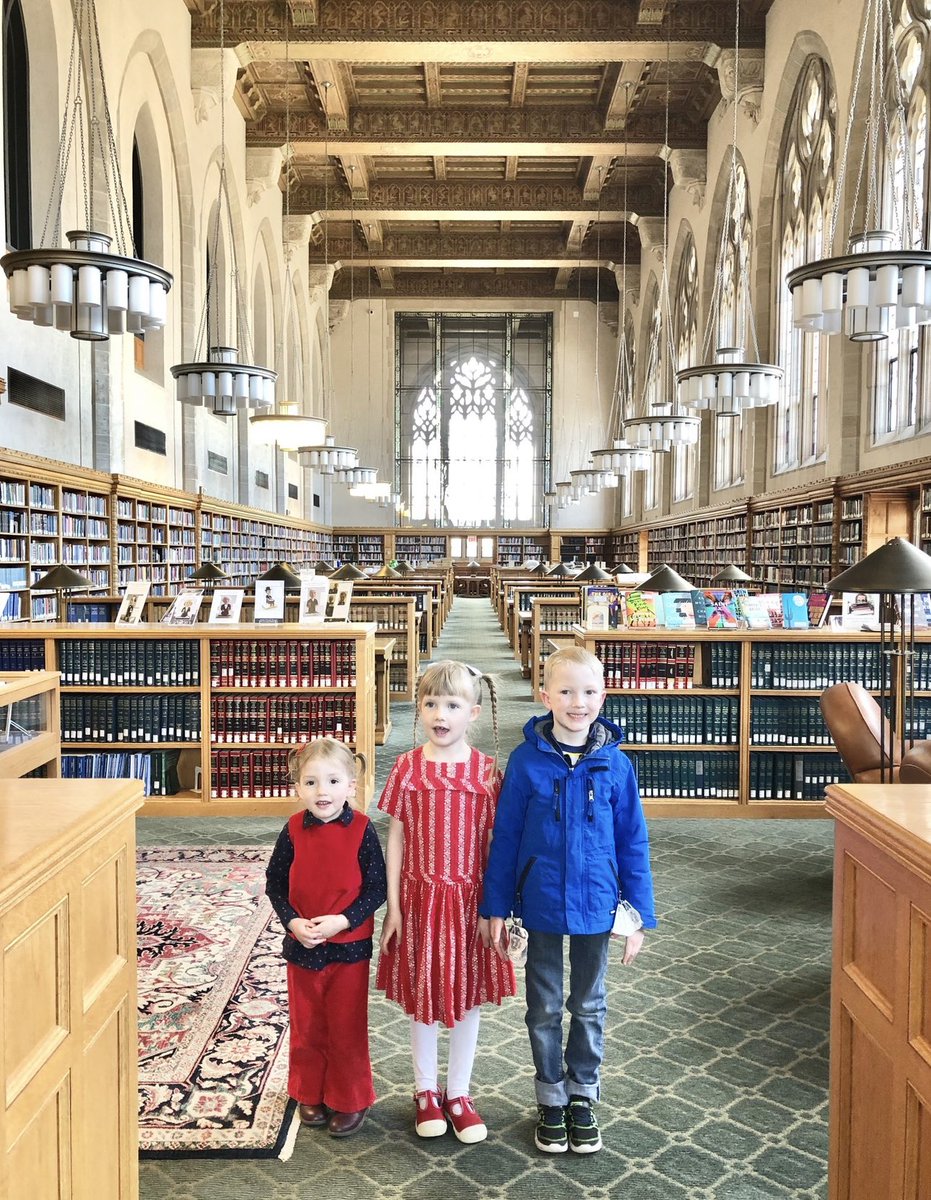 At @yalelawlibrary today and reminded of this time I brought all three  kiddos to grab library books before the world shut down —on March 15, 2020.  To keep them behaved, I told, image size:931x1199