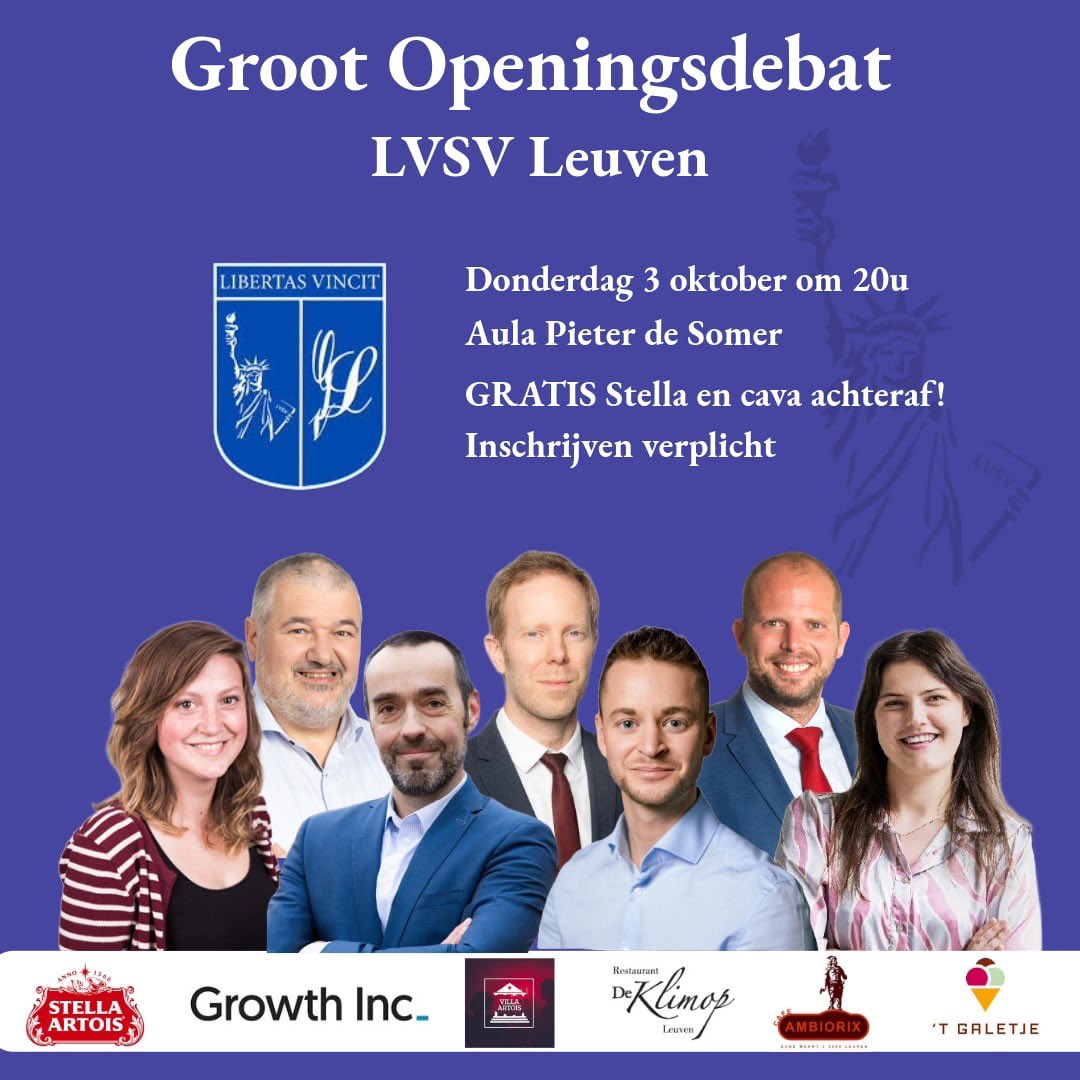 Deze donderdag ons groot openingsdebat! Uiteraard voorzien van gratis receptie achteraf🍾

Allen welkom, INSCHRIJVEN VERPLICHT:

eventbrite.be/e/groot-openin…?