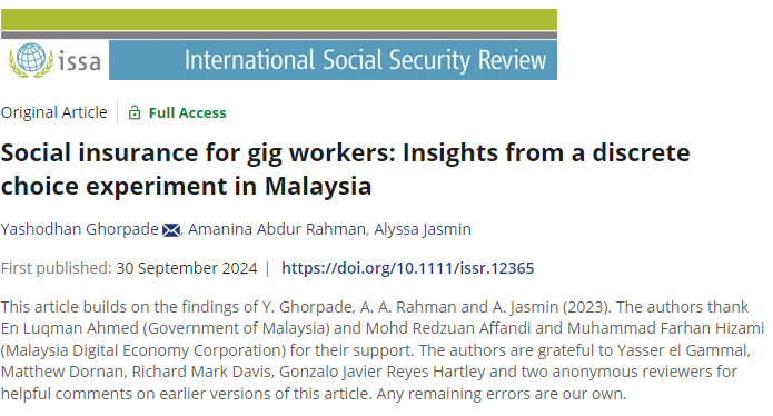 Key takeaway: Look beyond subsidies and matching contributions for providing social insurance to gig workers in #Malaysia. Approaches to tap into the high WTP, complementary private insurance products can be promising. 

#gigeconomy #gigwork #Malaysia