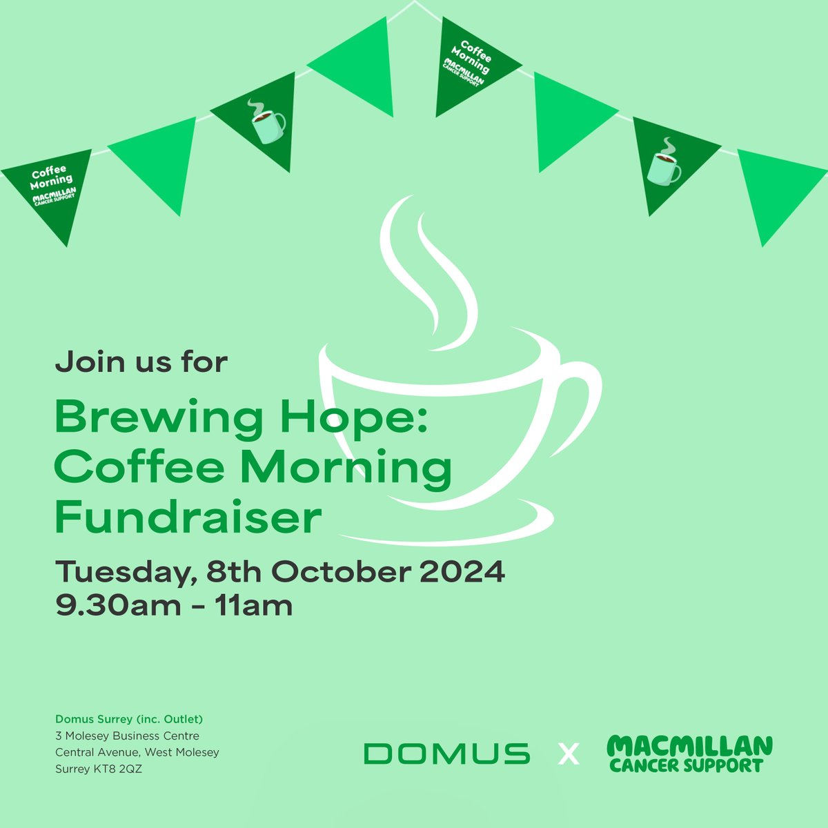 Domus Outlet (@domusoutlet) on Twitter photo Join us on Tuesday, 8th October, for our Coffee Morning Fundraiser—for <a href="/macmillancancer/">Macmillan Cancer Support</a>. Every sip makes a difference!
For more details, email outlet@domusgroup.com
#MacmillanCoffeeMorning #CancerSupport #DomusTiles #CoffeeMorning #OutletTiles Join us on Tuesday, 8th October, for our Coffee Morning Fundraiser—for <a href="/macmillancancer/">Macmillan Cancer Support</a>. Every sip makes a difference!
For more details, email outlet@domusgroup.com
#MacmillanCoffeeMorning #CancerSupport #DomusTiles #CoffeeMorning #OutletTiles