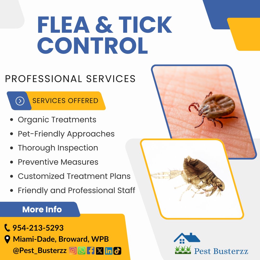 pest_busterzz's tweet image. Keep your pets and home safe from fleas and ticks with Pest Busterzz! 🐾 Our eco-friendly treatments and friendly team ensure a pest-free, worry-free space. 🌿 #PestBusterzz #FleaAndTickControl #SafeForPets #insects pestbusterzz.com/pest-control-f…
