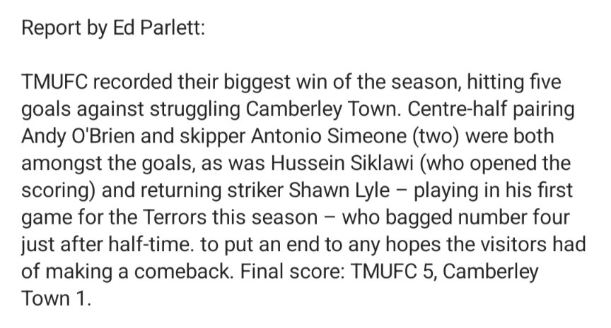 #Tooting &amp; #Mitcham United FC <a href="/OfficialTmufc/">Tooting & Mitcham United FC</a> weekly report!

More info about the club and upcoming fixtures via tmunited.org

📷 <a href="/iamsam28/">Sam Conquest</a>