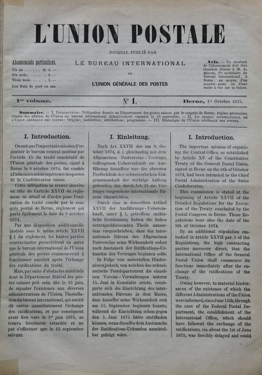 upu_onu's tweet image. En cette journée de la #traduction, découvrez le premier numéro de 1875 du magazine de l'UPU #UnionPostale, publié en 3 langues📜

Aujourd'hui, il continue d'atteindre un public mondial grâce au #multilinguisme🇺🇳

🔗bit.ly/43DGKOj