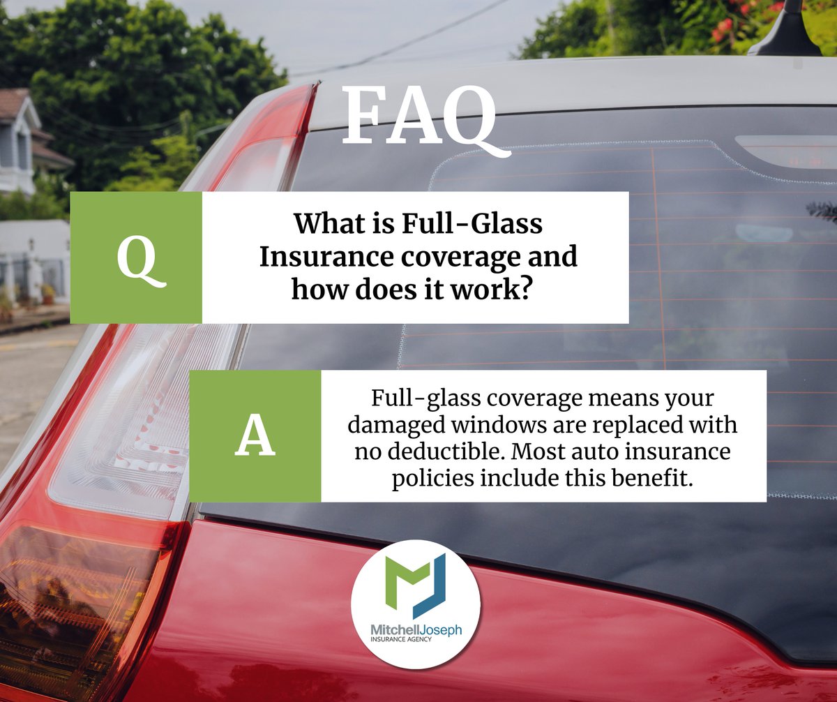HFLInsurance's tweet image. What is Full-Glass Insurance coverage? 🌟 It means no deductible for window replacements—you're fully covered! 🚗✨ Most auto insurance policies include it.

➡️ Learn More At:
Mitchelljoseph.com/auto-insurance…

#MitchellJosephInsurance #FAQ  #InsuranceTips