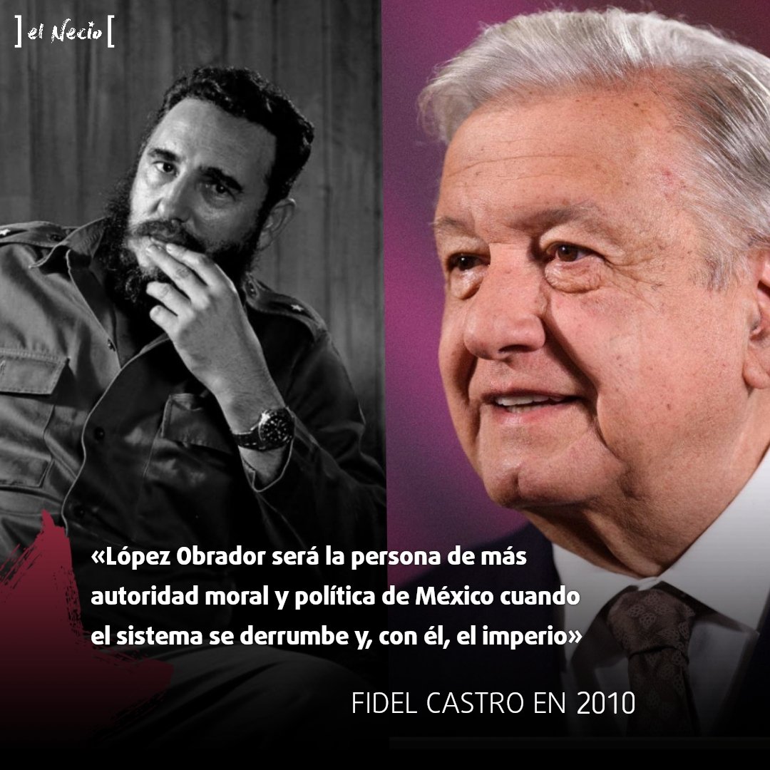🇲🇽 FIDEL: «López Obrador será la persona de más autoridad moral y política de México cuando el sistema se derrumbe y, con él, el imperio». (Reflexión "El gigante de las siete leguas", 11 de agosto/2010)

Lo que veía Fidel años antes de que ocurriera: INCREÍBLE, PERO CIERTO
