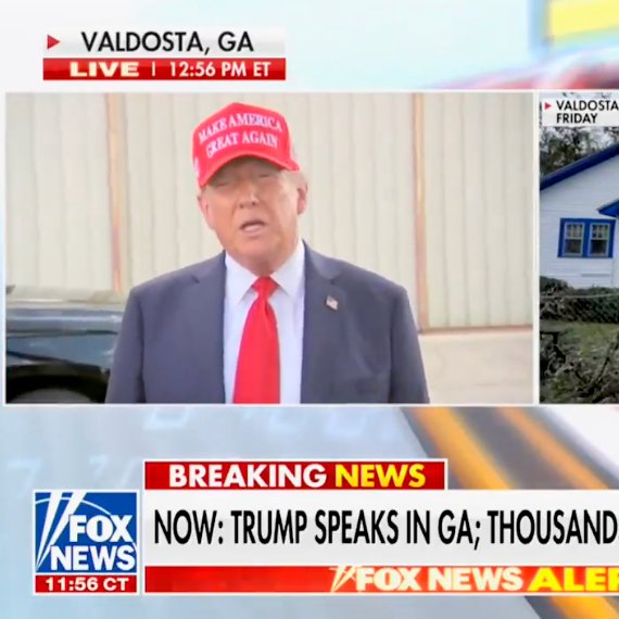 Savsays's tweet photo. Trump is on the ground directly delivering aid to residents of Georgia who have been impacted by Hurricane Helene.

Kamala Harris is posting photo ops from her plane and tweeting out her "condolences". 

Pick your President America. https://t.co/bQ6QWV3uSc