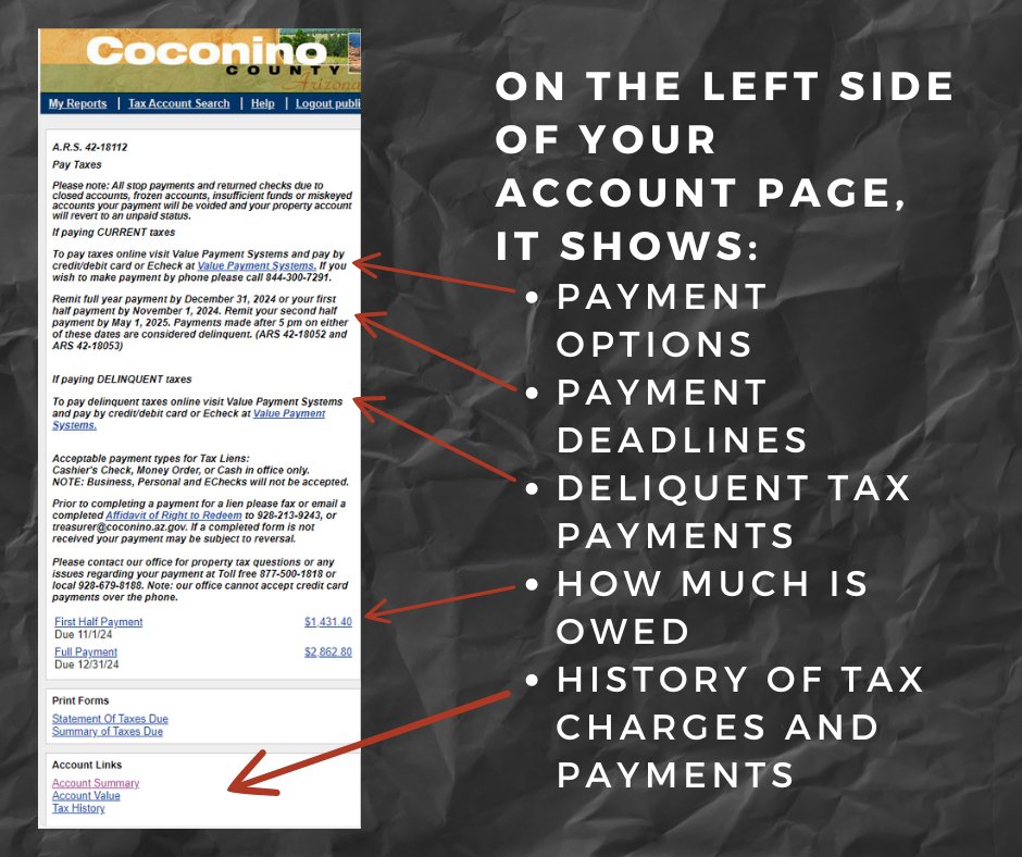 CoCoTreasury's tweet image. Part 2: Have questions about your property tax records? Follow these steps to view how much is owed, payment options, deadlines, and the history of your property tax charges and payments!