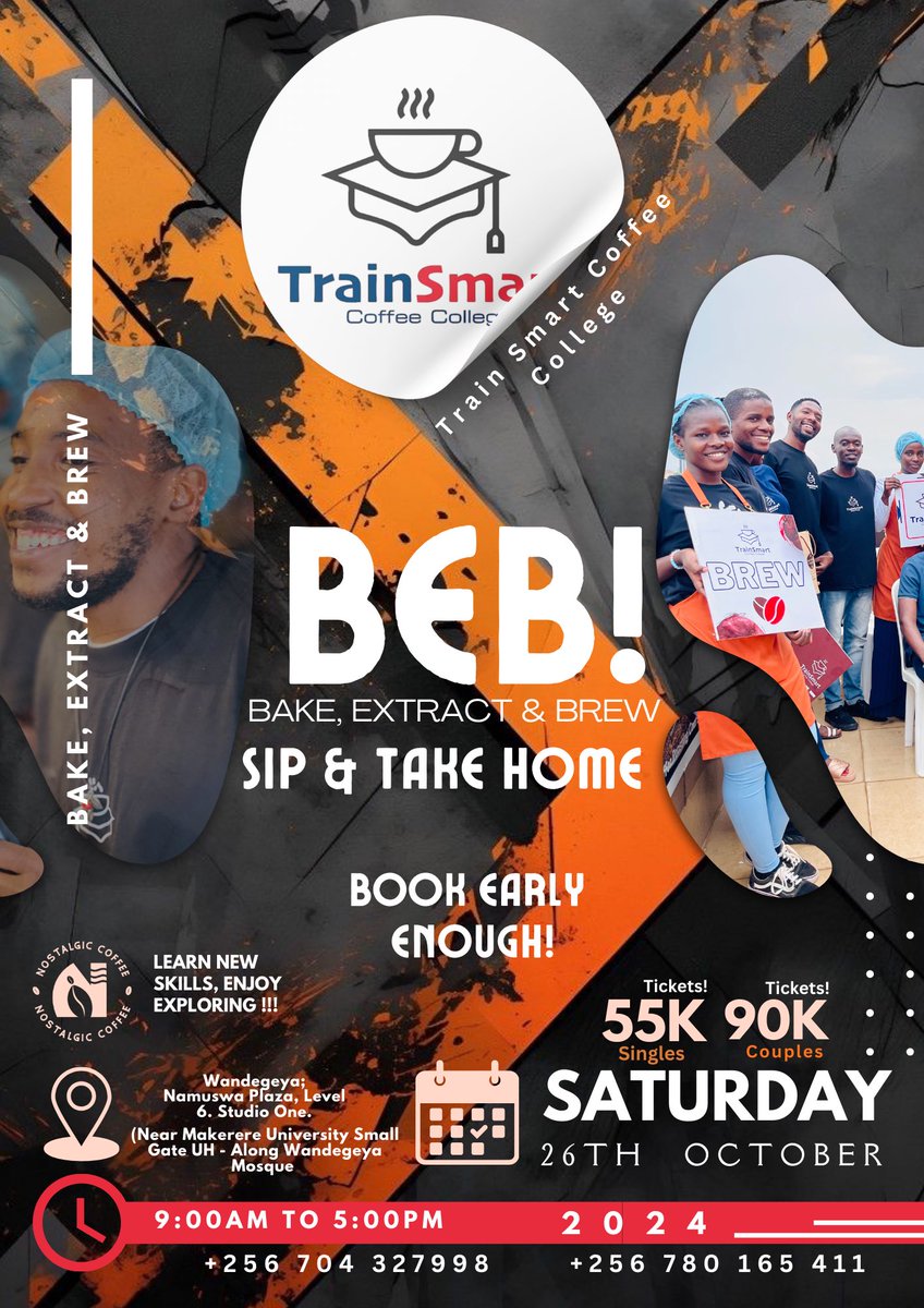 NostalgiCoffee's tweet image. Every last Saturday of the month! We are busy brewing leisure to life. Join our next edition. Get three skills in one day. #Bake #Extract #Brew #UgandaCoffee #AliAminGandapur #INDvsBAN #SupremeCourt #TrainSmart #CoffeeCollege