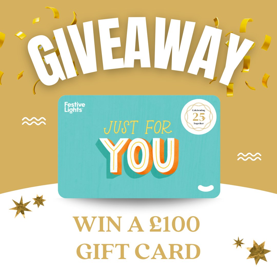 🎂✨#COMPETITION Time ✨🎂

To celebrate our 25th anniversary, we're giving one lucky winner the chance to WIN a £100 gift card! 

To ENTER:
1) FOLLOW us <a href="/festivelights/">Festive Lights Ltd ✨</a>
2) RT this post
3) COMMENT #ShareTheJoy

Competition ends at 8am on 07/10/24

#Giveaway #Competition