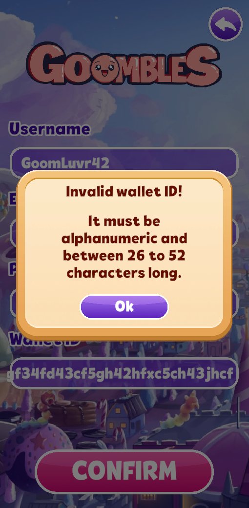 We are seeing reports of players who cannot enter their wallet address when creating an account. As a quick fix, please use any combination of numbers/letters and we will allow you update your wallet address on a future date 🍬

You can copy/paste the line below 🔗