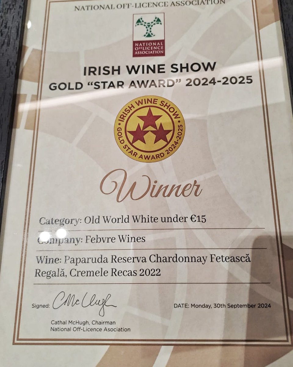 Paparuda Reserva Chardonnay Fetească Regală, Cramele Recas <a href="/CrameleRecasEU/">Cramele Recas EU</a> winner of the gold medal old world white under €15 <a href="/NOffLA/">NOffLA</a> 🎉🤩