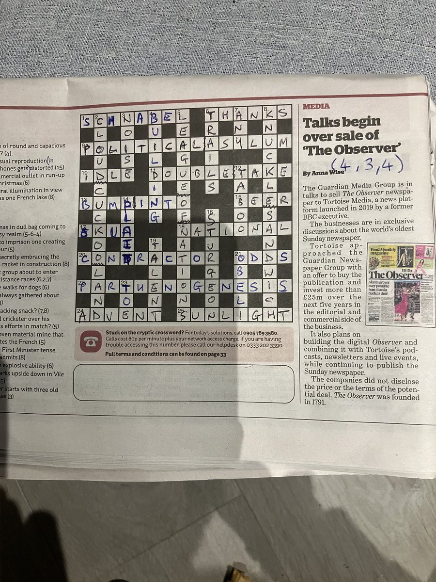 1024_KB's tweet photo. @DaveGorman after your last tour I’ve given cryptic crosswords a go. Enjoying &amp; learning a lot. 👍

Over the last week in the i, I’ve noticed that headlines next to the puzzle look like clues! Are they doing it on purpose? Is it me? Could we retro-fit answers?

Numbers my own 🤣 https://t.co/m4VGzxRLMK