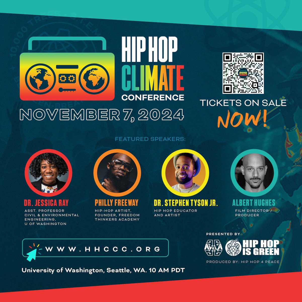Hip Hop is Green &amp; AVELA - A Vision for Engineering Literacy &amp; Access present "Hip Hop Climate Conference", a unique hip-hop and science-forward event with celebrities &amp; educators, on Thursday, 11/7!

Purchase tickets NOW 🎟️

Check out hhccc.org for more info!