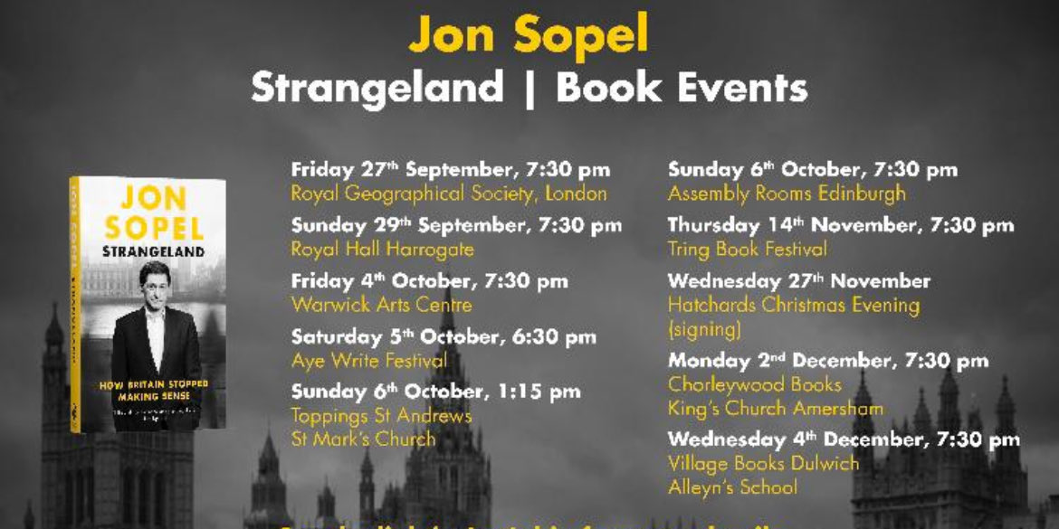 And coming up next on the Strangeland tour….
The Scotland leg. 
Really hope you can come to the ⁦<a href="/AyeWrite/">Aye Write</a>⁩ festival in Glasgow, ⁦
<a href="/ToppingsStAs/">Topping & Company Booksellers of St Andrews</a>⁩ on Sunday lunchtime in St Andrews
And ⁦<a href="/FaneProductions/">Fane</a>⁩ on Sunday in Edinburgh