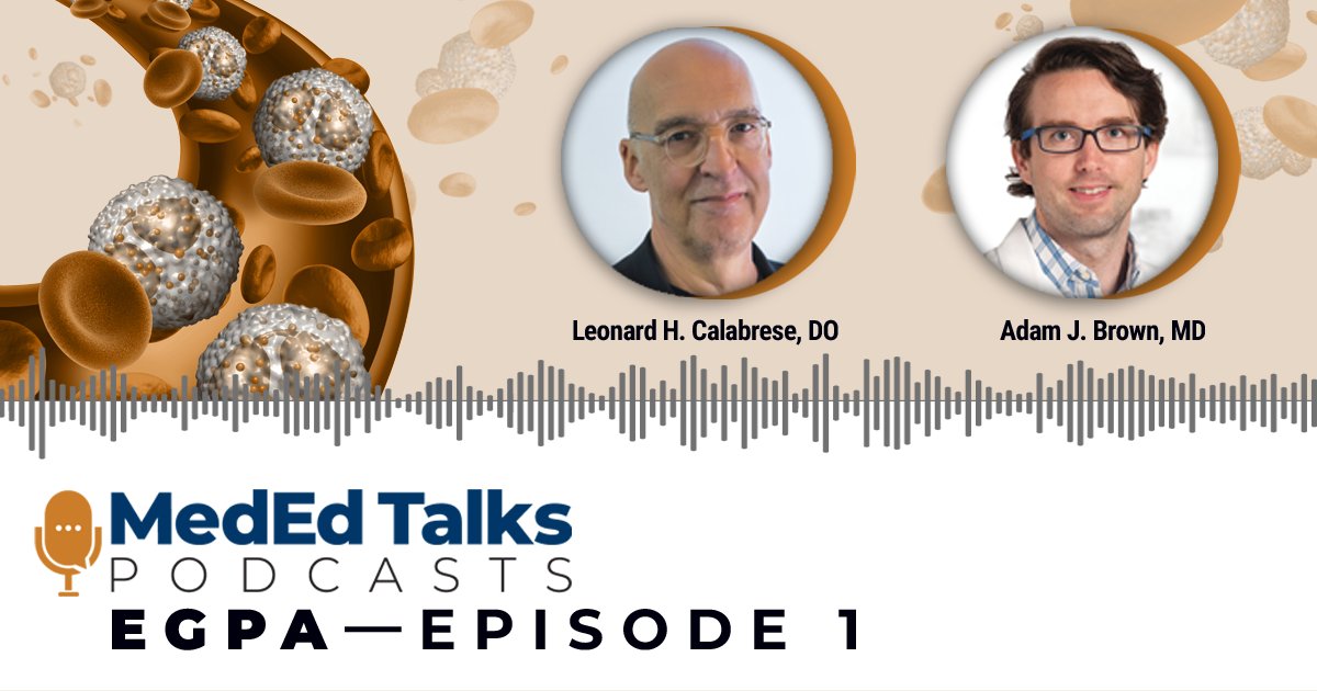 In this podcast episode, Dr. Leonard Calabrese is joined by Adam Brown to discuss the spectrum of #EGPA manifestations. 

Find it here: ow.ly/nvsW50SOn4s 

<a href="/LCalabreseDO/">Leonard Calabrese</a> <a href="/AdamJBrownMD/">Adam J Brown</a> <a href="/AstraZeneca/">AstraZeneca</a>