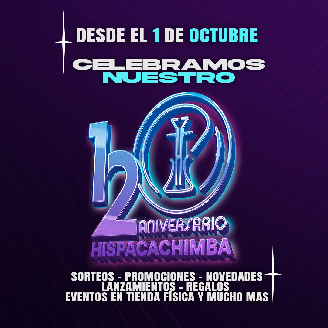 🎈 ¡CELEBRAMOS NUESTRO 12º ANIVERSARIO! 🎈

Otro octubre más, el mes más esperado del año.

🥳 Para celebrarlo, del 1 al 31 hemos preparado un montón de sorpresas. 👏 Novedades, sorteos, promociones, eventos en nuestras tiendas... y mil BOMBAZOS más!😉 

👉hispacachimba.es