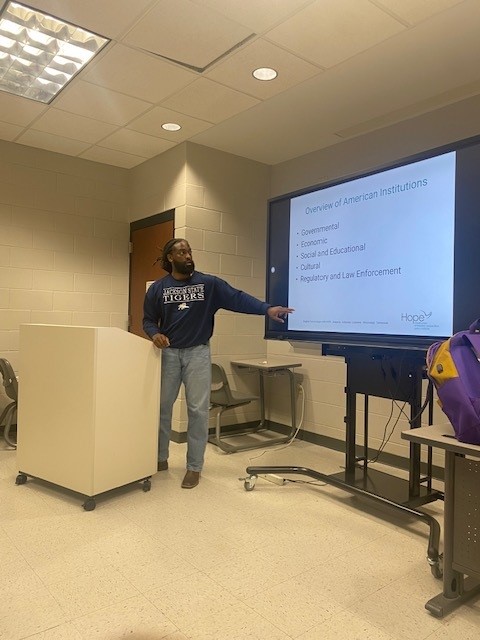 HPolicy_Kiyadh's tweet photo. Had a great time speaking to #JSU students about the legislative process and the ways racism distorts political engagement and policy. They suggested " if policies can exacerbate racial disparities, policy can resolve them. Their perspectives are reassuring!  #TheeILove https://t.co/Gn3Rnvoobf