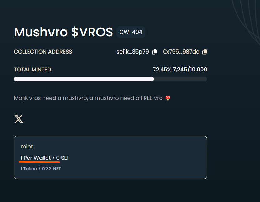 %70 minted, bullish on $VROS bullish on $SEI

Do you want to add your addy to VROLIST, lmk 👇