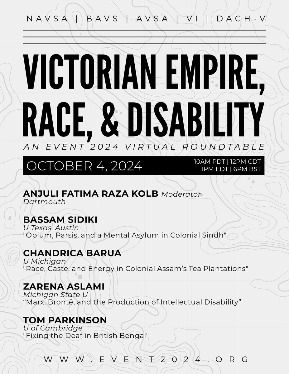 In-person hubs are wrapping up, but EVENT 2024 isn’t over yet! We have five virtual events remaining in October and November. Join us this Friday, Oct 4 for a virtual roundtable on Victorian Empire, Race, &amp; Disability. All registered attendees will receive a Zoom link via email.