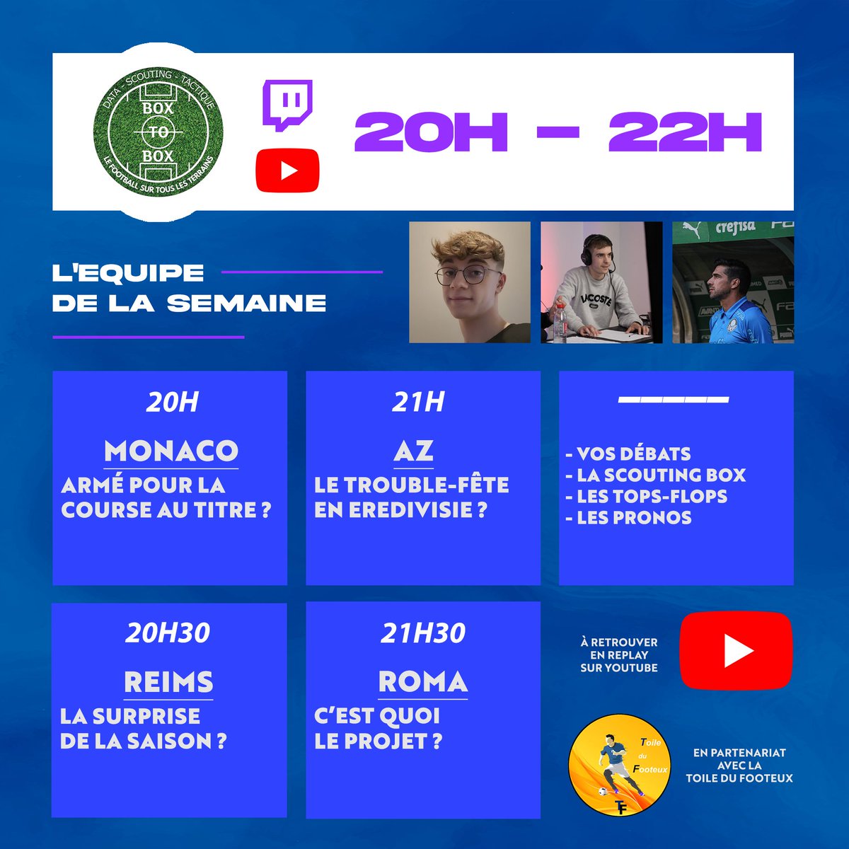 🚨 ON EST EN LIVE ! 🚨

C'est parti avec <a href="/enzopailot/">Enzo Pailot</a>, <a href="/nathan_bigue/">Nathan Bigué</a> et @mseghetto_ pour l'émission du soir ! 📢

On commence dans le deuil : la fin de l'ère Grizou avec les Bleus 🥲🇫🇷

🔗🟣twitch.tv/boxtobox7
🔗🔴youtube.com/@BoxToBox7