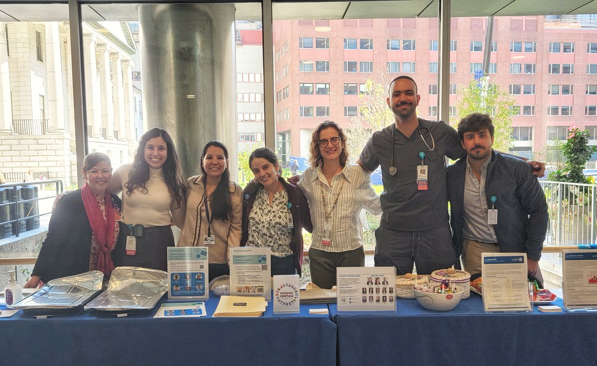 Members of the #MGH Hispanic Psychiatry Clinic today answering questions, providing resources about #mentalhealth and trivia games.  Empanaditas, dulces and postres representing the rich culture were shared with table visitors!

#HispanicHeritageMonth