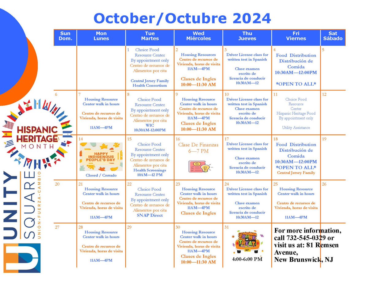 CCDOM1's tweet image. Unity Square has some awesome events and programs happening in the month of October! 🎃

¡Unity Square tiene algunos eventos y programas increíbles que se llevarán a cabo en el mes de octubre! 🍂

#unitysquare #ccdom #CatholicCharitiesDOM #newbrunswick #communityevents