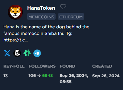 alphagate_io's tweet photo. In under 5 days since we found it, @HanaToken is up 10x and keeps going.

Check out the early followers below 👇

#HANA_ARMY $HANA https://t.co/TuT1kZ92Cr