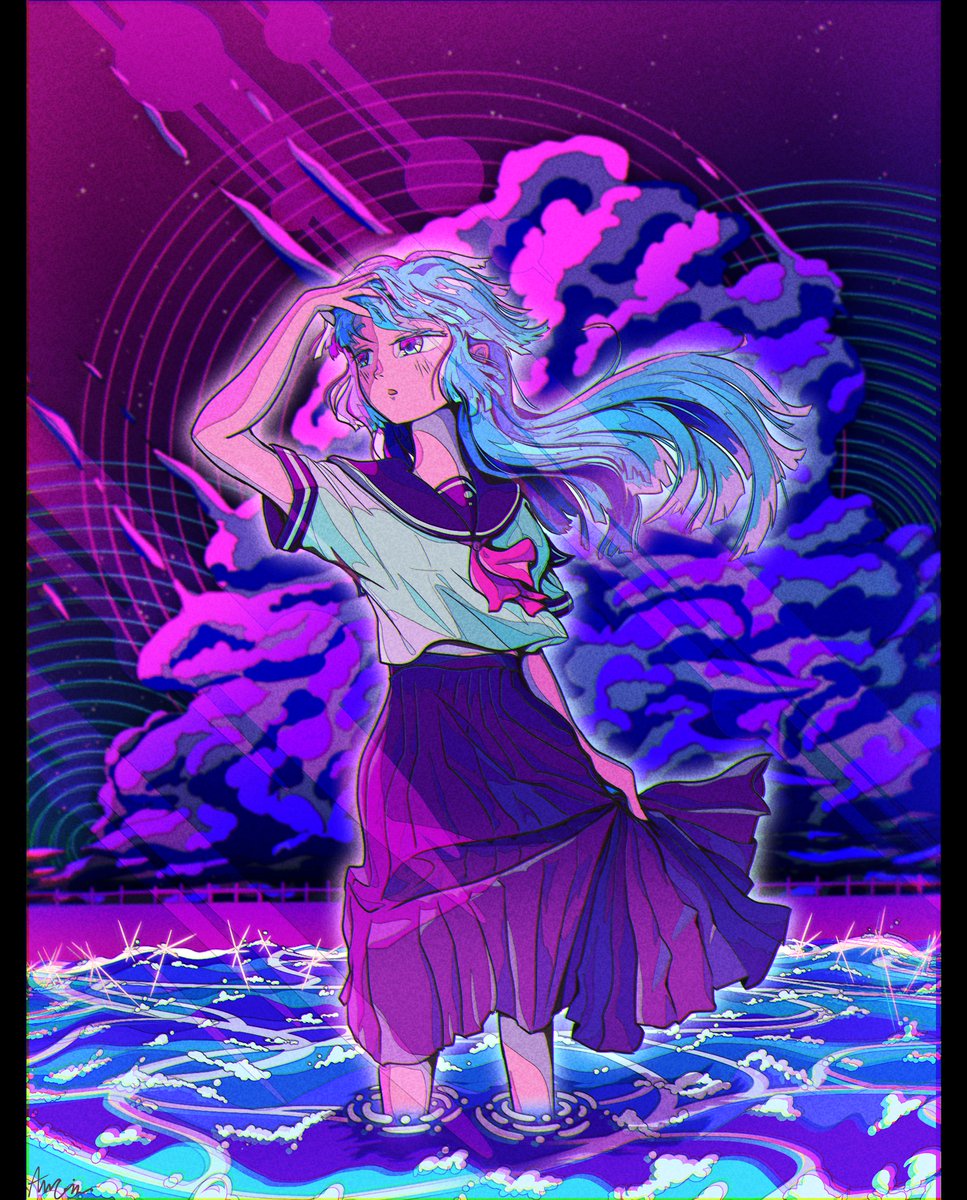 Arcsiin_'s tweet photo. #OC #art #digitalart #80sanime #90sanime #aesthetic #retrowave #vaporwave #synthwave #retroanime #aestheticanime #Arcsin #80年代風 #セーラー服 #女の子 #創作 https://t.co/vDMVcgFeBm