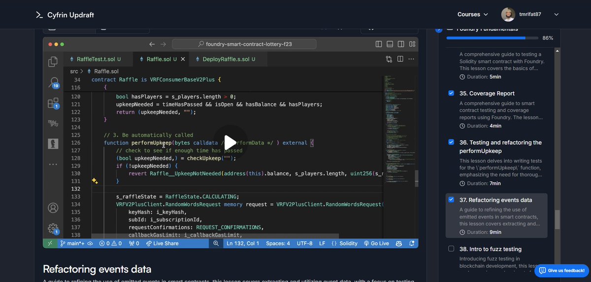 rifat87's tweet image. Refactoring Events Data Optimize smart contract functionality by refining the use of emitted events. Extract and utilize event data to improve code efficiency, and ensure robust contract performance through thorough testing. #SmartContract #EventData @CyfrinUpdraft @PatrickAlphaC