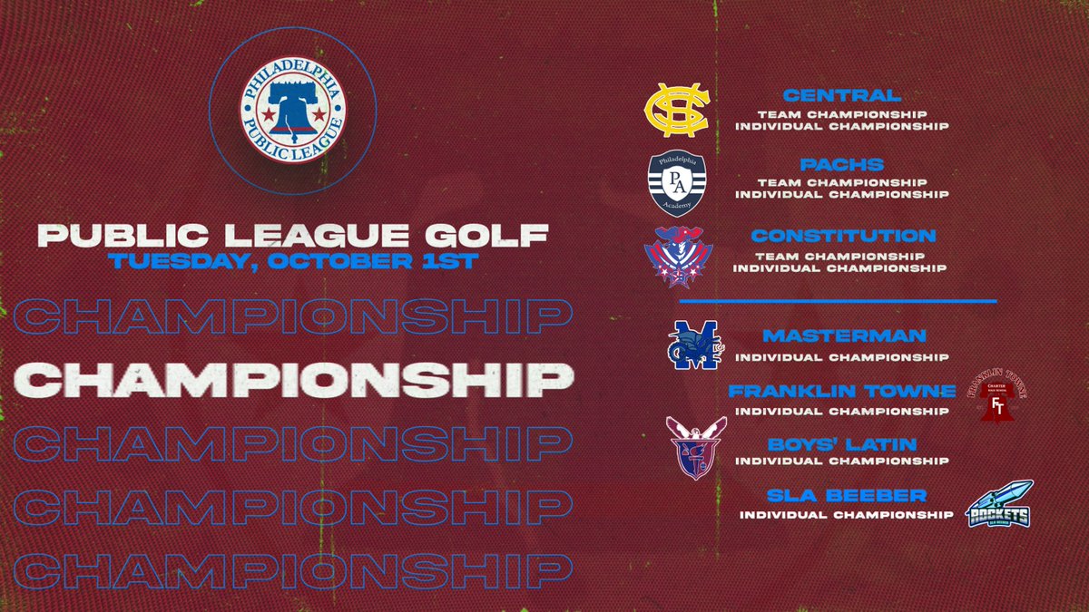 PPL Athletics (@pplathletics) on Twitter photo Our 2024 PPL Team and Individual Golf Championships will begin TOMORROW at 8:30 AM @ the 1912 Club!!
We will be hosting golfers from @CentralHighPHL, <a href="/PhilaAcademyCS/">Philadelphia Academy</a>,<a href="/CHSPrincipalBR/">Principal CHS</a>,<a href="/HsaMasterman/">MastermanHSA</a>,<a href="/SLA_Beeber/">SLA Beeber</a>, and Franklin Towne Charter
Good Luck Everyone!! Our 2024 PPL Team and Individual Golf Championships will begin TOMORROW at 8:30 AM @ the 1912 Club!!
We will be hosting golfers from @CentralHighPHL, <a href="/PhilaAcademyCS/">Philadelphia Academy</a>,<a href="/CHSPrincipalBR/">Principal CHS</a>,<a href="/HsaMasterman/">MastermanHSA</a>,<a href="/SLA_Beeber/">SLA Beeber</a>, and Franklin Towne Charter
Good Luck Everyone!!