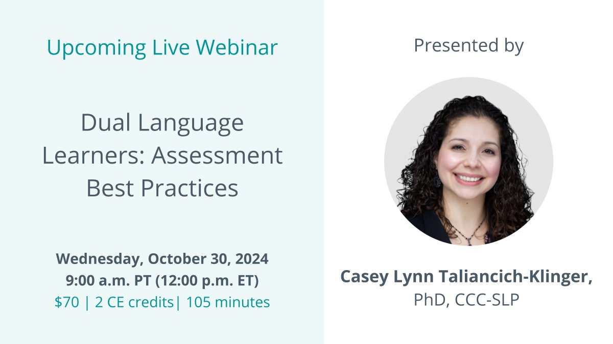 🧠 Our upcoming webinar will focus on oral language assessment practices and considerations for #bilingual learners, with a focus on those who speak English and Spanish in the U.S. Register here: hubs.la/Q02R9Nkv0  
#orallanguage #webinar
