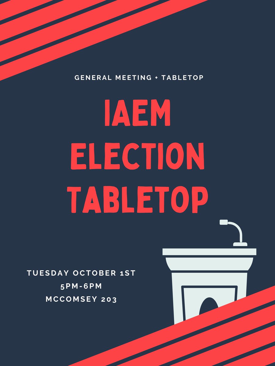Come out to the IAEM student meeting tomorrow night for a tabletop exercise! No prior experience needed.