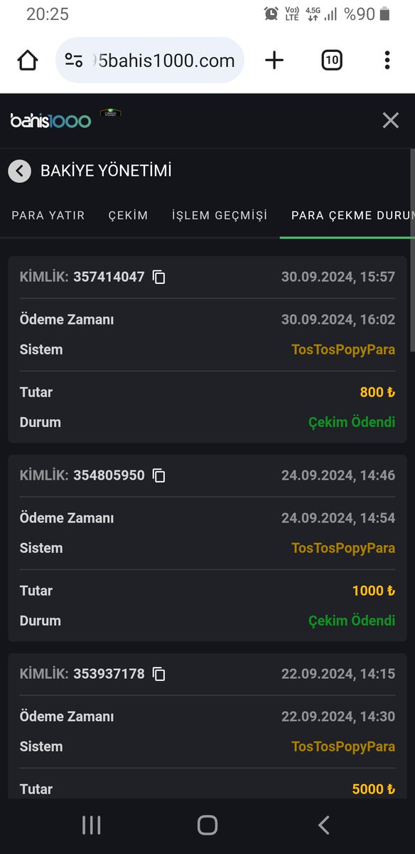 bahis1000 den  800 tl 5 dkda popypara hesabima aktarilmiatir tesekurler .
#bahis1000