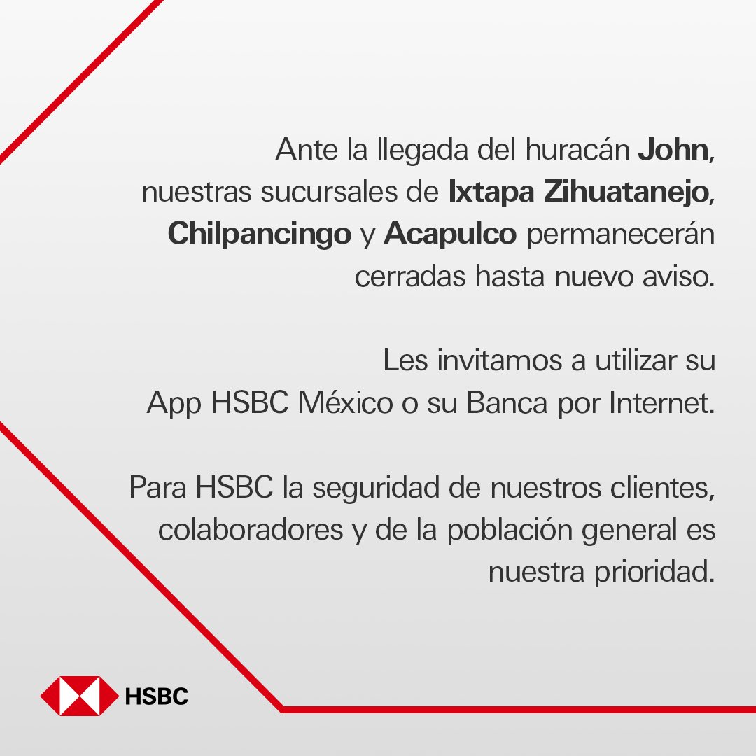 Respecto a la situación ocasionada por el paso del huracán John, les compartimos la siguiente actualización en torno a nuestros servicios en Ixtapa Zihuatanejo, Chilpancingo y Acapulco.