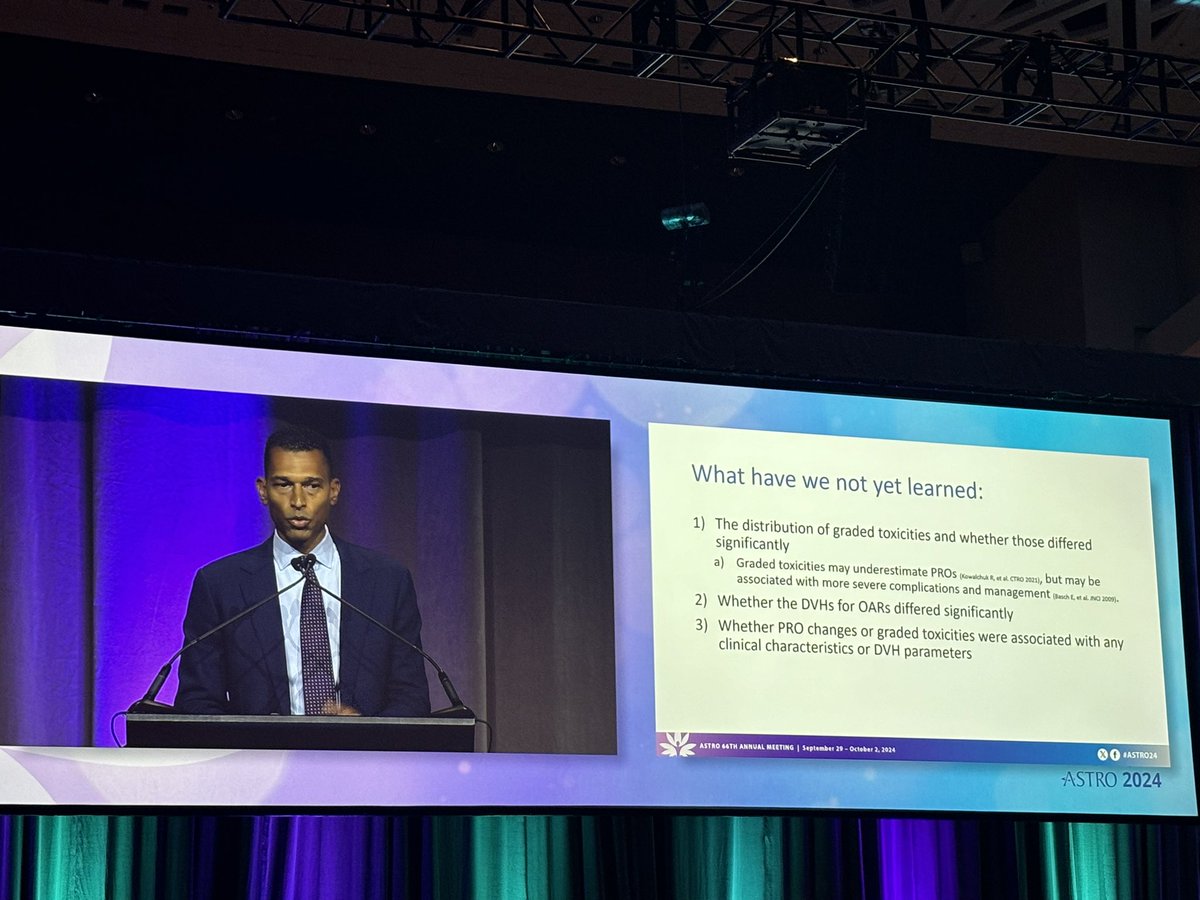 Paper and podcast now out from PARTIQol trial! No difference between PBT and IMRT with respect to bowel scores, urinary or sexual function, as well as disease outcomes including PFS. Some questions still remain re graded toxicity, DVH as discussed by Dr. Deville. #ASTRO24 #pcsm