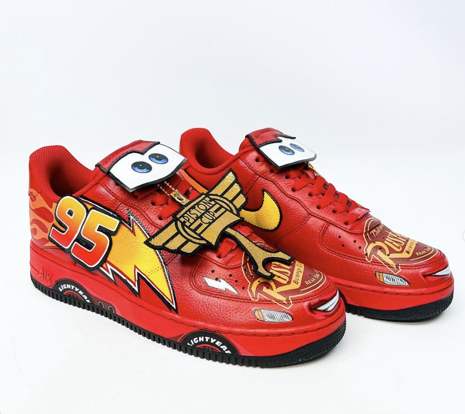 NachoCustomz's tweet image. So i sent a friend @melonkicks  a client, the same client that i did the Lightning McQueen Sora mouse, the client wanted some custom shoes. This is what he did, The man is incredible. Please give him a follow &amp;lt;3