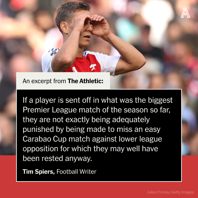 TheAthleticFC's tweet photo. Leandro Trossard should not have been able to help Arsenal beat Leicester last weekend.

The Belgian was only allowed to play due to ludicrous rules about when suspensions are served.

Surely it's time to close it?

📝 @TimSpiers
