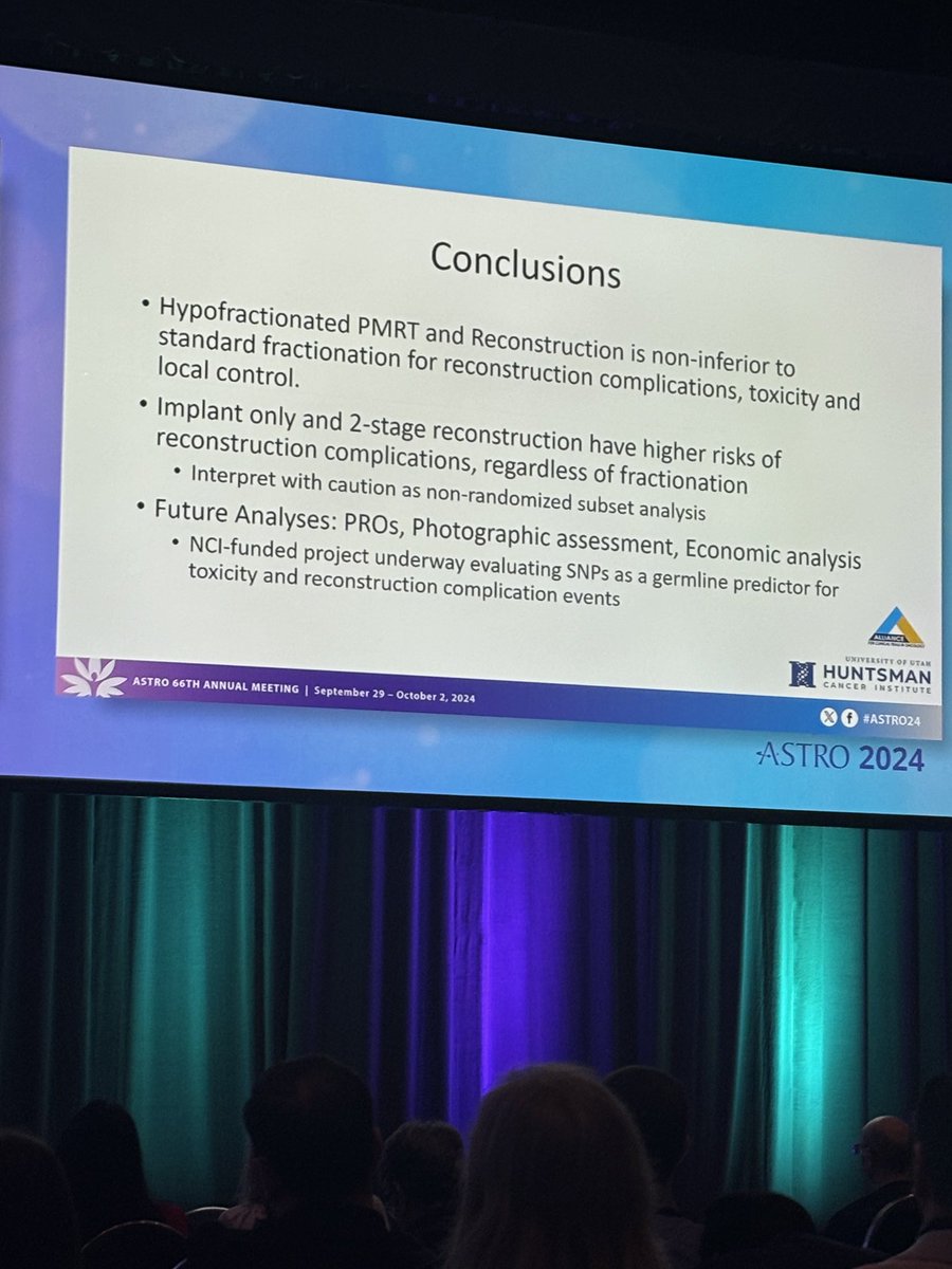RT-CHARM results. IMO, moderate HF is now standard of care for T1-3 N1 breast cancer, with or without reconstruction.