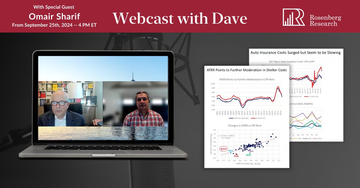 RR_Insights's tweet image. Last week on our Webcast with Dave series, Omair Sharif of Inflation Insights delivered an excellent CPI tutorial.
Let’s just say that based on his detailed analysis of the various components of the index and the upcoming pattern he expects to see in the dominant rental…