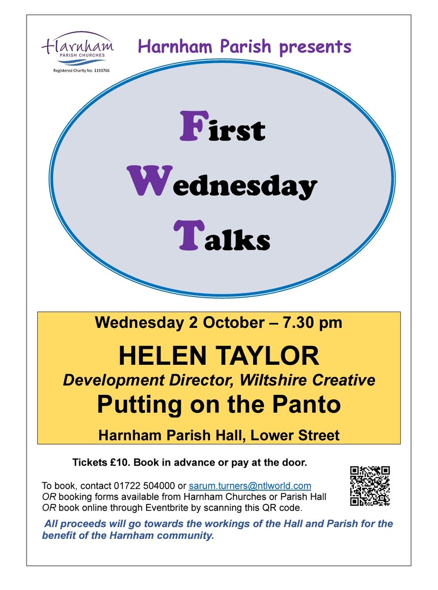 On Wed evening, Helen Taylor from Wiltshire Creative is giving the First Wednesday Talk at 7.30pm in the parish hall