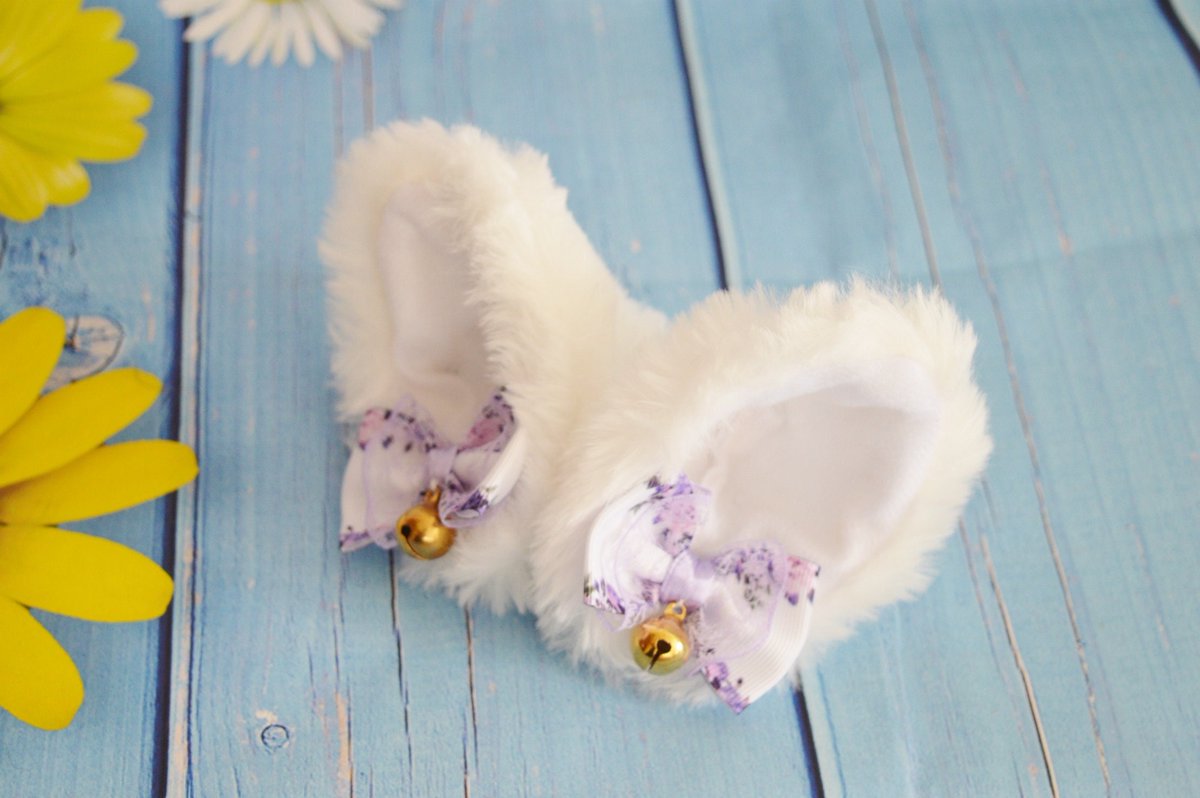 Nekollars's tweet image. MtO - Kitten play clip on cat ears with ribbon bows and Floral Bow  - neko cosplay costume - hairclip kitten play accessories - white tuppu.net/b5bb0628 #Etsy #Nekollars #ClipOn