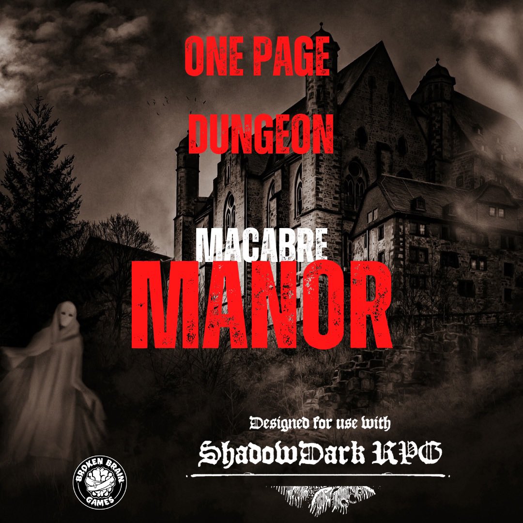bbg_publishing's tweet photo. (1/2)Our one page dungeon of the month designed for #shadowdarkrpg. A level 5 adventure perfect the spooky season. Includes new monster stat block and one new item. 200 years ago, Lord Wyett and Lady Hedra were engaged, but Seer La Cruix was also in love with Lord Wyett. https://t.co/7KAHJWIIMA
