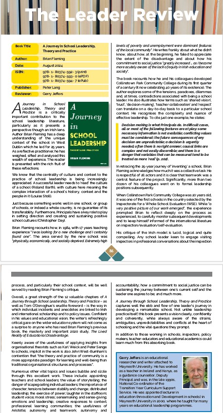 Delighted with review of my book by Dr Jeffers in the Journal <a href="/NAPD_IE/">NAPD</a> .  From such a well-informed source, his comments are v. reassuring. I hope my reflections will be of assistance to school leaders, current &amp; aspiring, and students of Irish education generally. RTs welcome