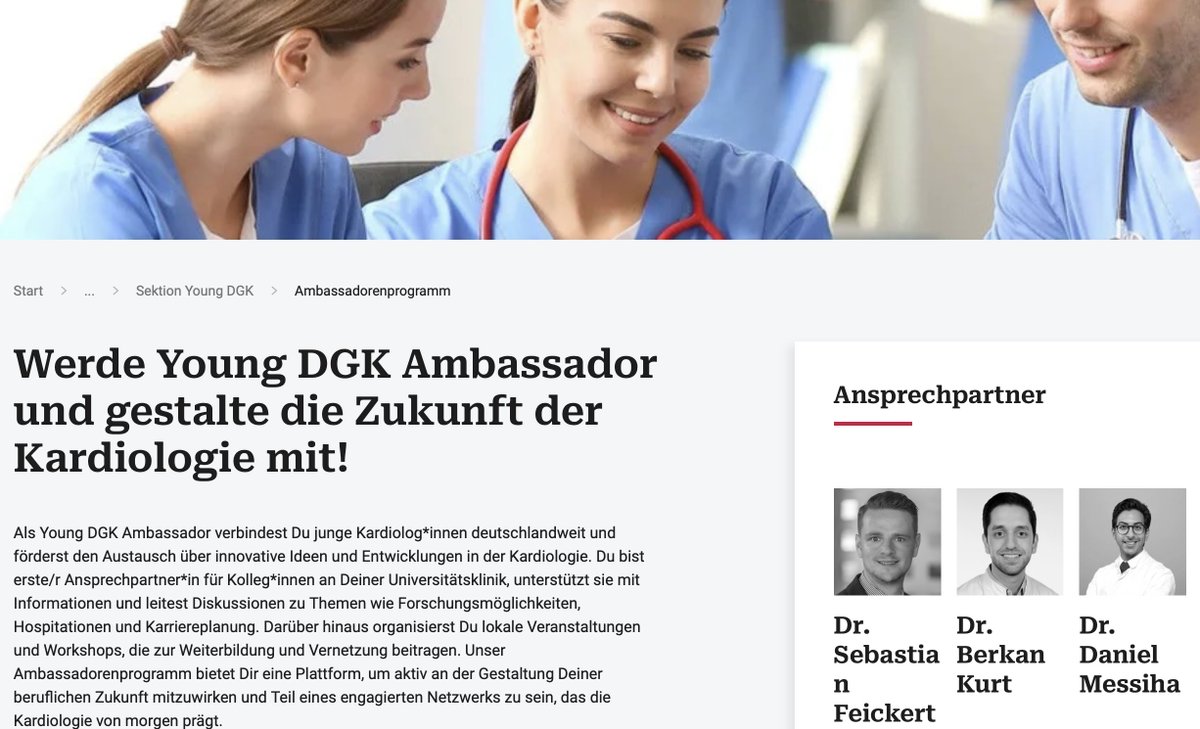 Young DGK (@youngdgk) on Twitter photo Wusstest du schon, dass @YoungDGK ein Ambassador-Programm hat, das junge Kardiolog*innen 🫀deutschlandweit vernetzt? 🔗👩⚕️👨⚕️ Alle Infos findest du hier: herzmedizin.de/fuer-aerzte-un…
Bei Fragen kontaktiere gerne <a href="/sebFeickert/">Sebastian Feickert</a> <a href="/realdocdan/">Daniel Messiha, MD</a> oder <a href="/BerkanKurtMD/">Berkan Kurt</a> 💬📩 Wusstest du schon, dass @YoungDGK ein Ambassador-Programm hat, das junge Kardiolog*innen 🫀deutschlandweit vernetzt? 🔗👩⚕️👨⚕️ Alle Infos findest du hier: herzmedizin.de/fuer-aerzte-un…
Bei Fragen kontaktiere gerne <a href="/sebFeickert/">Sebastian Feickert</a> <a href="/realdocdan/">Daniel Messiha, MD</a> oder <a href="/BerkanKurtMD/">Berkan Kurt</a> 💬📩