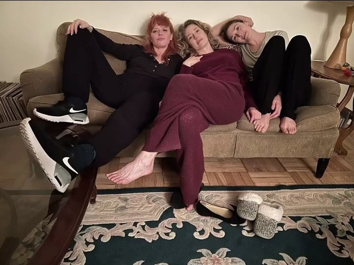 Elizabeth Olsen on the set of His Three Daughters