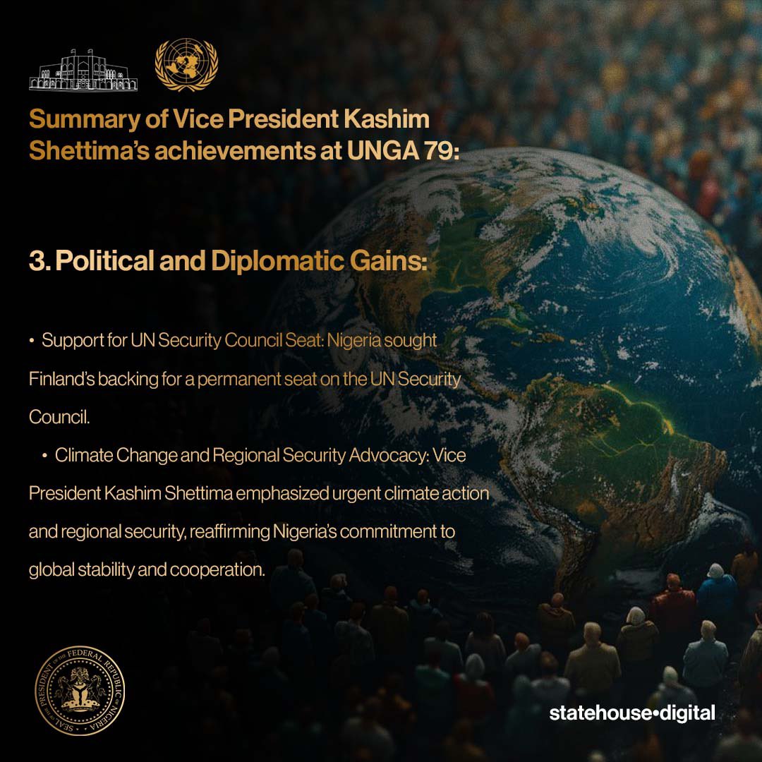 Summary of Vice President Kashim Shettima's achievements at UNGA 79